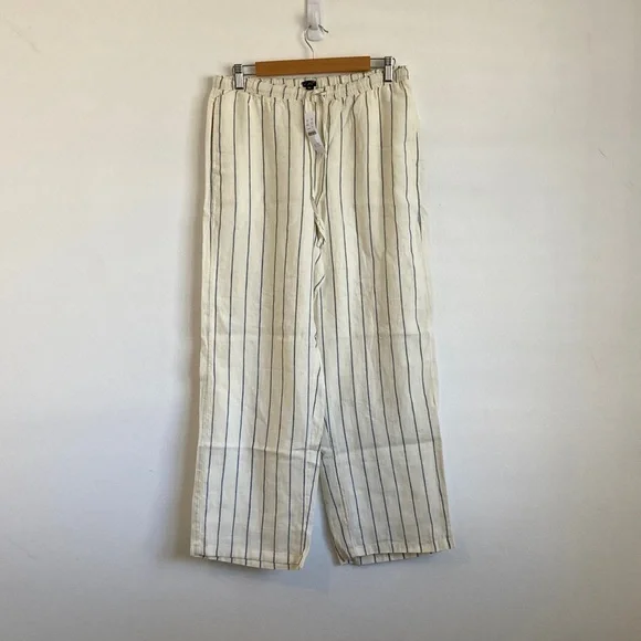 J. Crew New Soleil pant in striped linen Small Cream and Blue Striped Garment - Picture 1 of 9